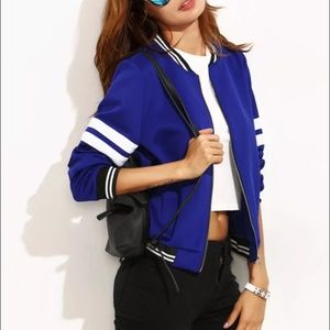 Shein blue varsity striped  jacket (S) *Brand New*